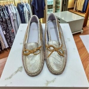 Johnston & Murphy Women's Leather Driving Loafers Shoes Slip on Metallic Sze 6.5